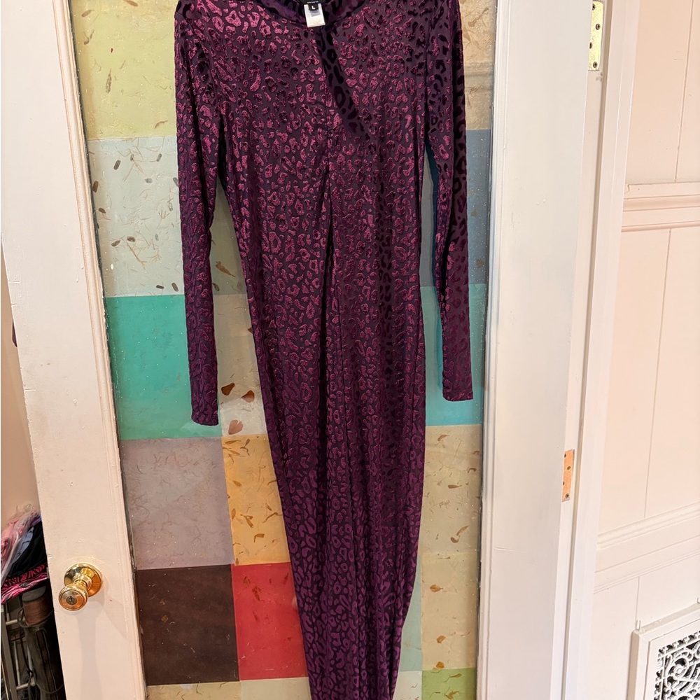 SpiritHoods Vibrant Purple Animal Print Long Sleeve Dress